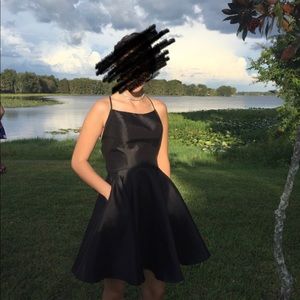 Black backless homecoming dress
